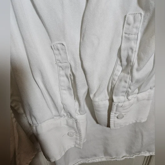 Lou & Grey for Loft White Oversized Fit Button Up Shirt Basic Staple Pockets - Picture 7 of 11